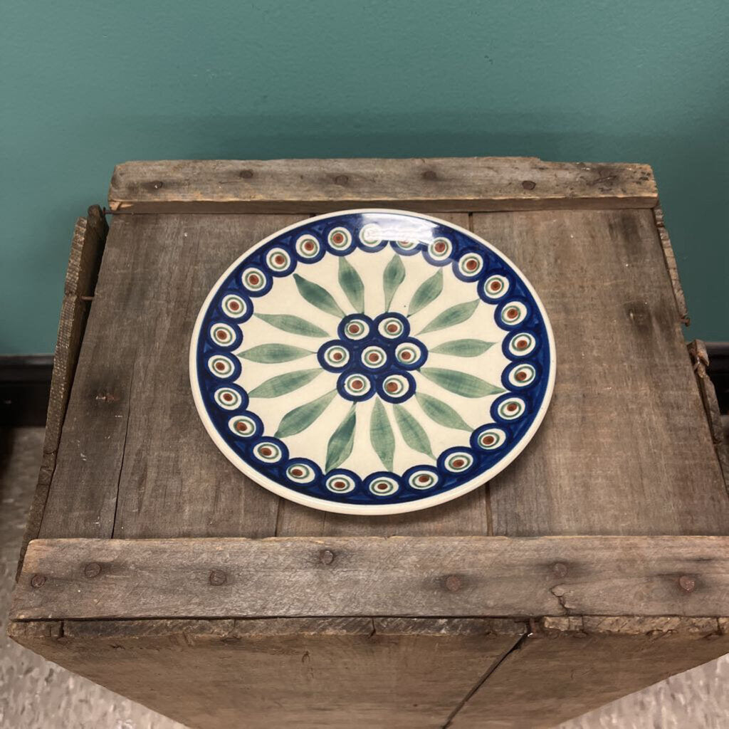 Polish Pottery Plate Peacock Design