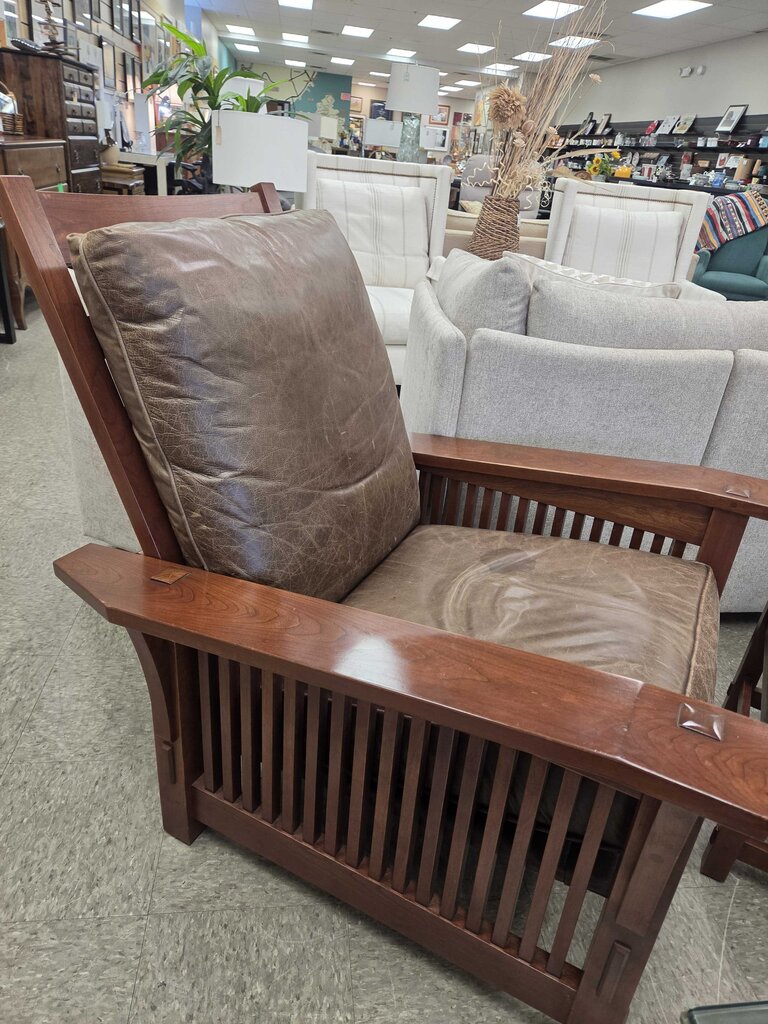 Stickley Mission Oak Arts & Crafts Reclining Morris Lounge Chair with Ottoman