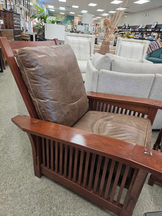 Stickley Mission Oak Arts & Crafts Reclining Morris Lounge Chair with Ottoman