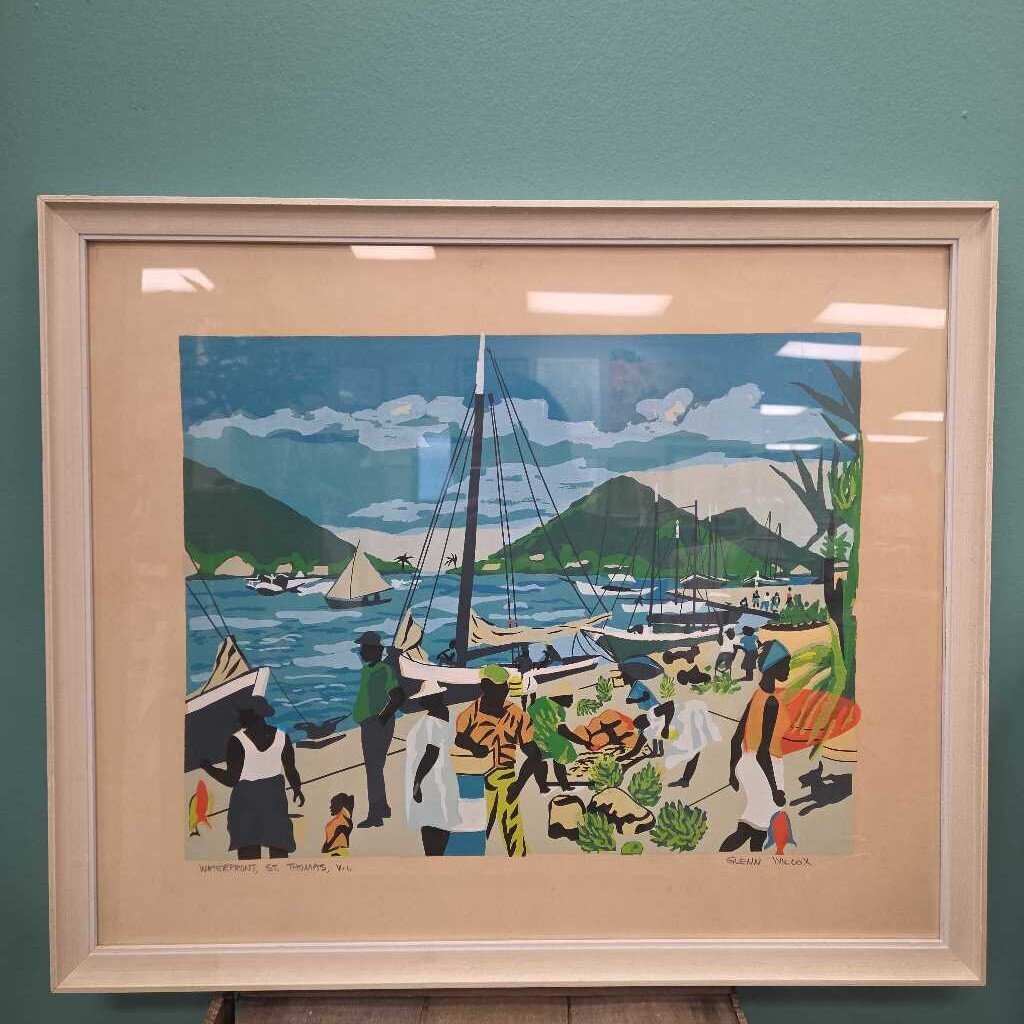 "Waterfront, St. Thomas, V.I." Signed Serigraph by Glenn Wilcox