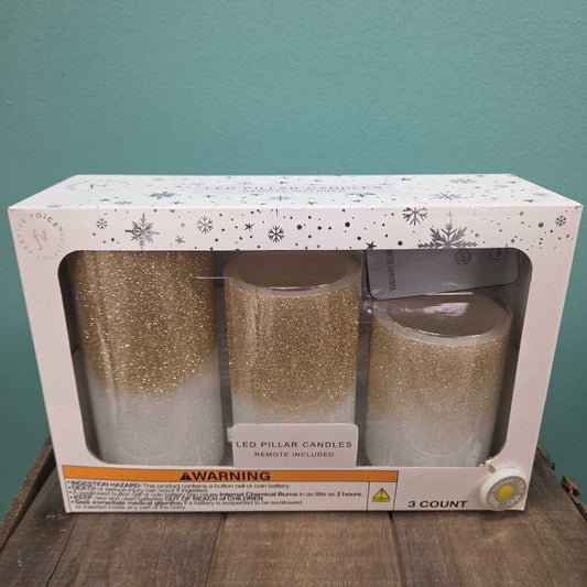 Festive Voice LED Pillar Candles with Remote Control - NEW