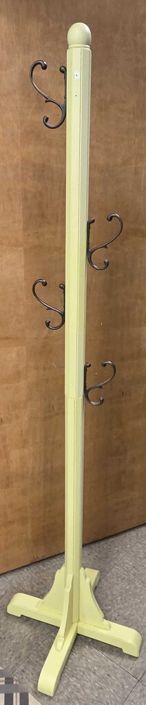 Contemporary Lime Green Painted Wood Floor-Standing Coat Rack
