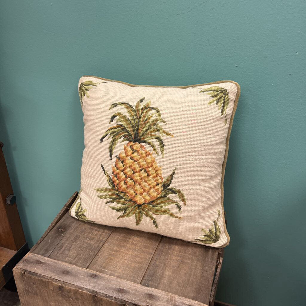 Decorative Needlepoint Pineapple Pillow