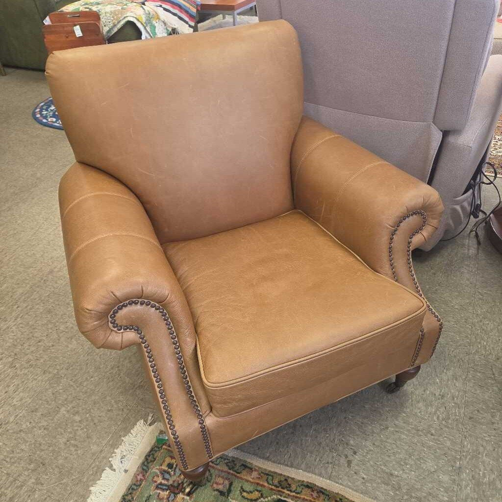 Pottery Barn "Brooklyn" Leather Club Armchair with Nailhead Trim (2 Available)