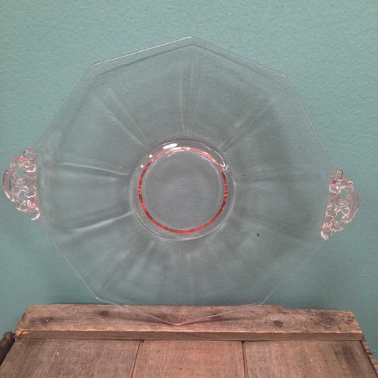 Vintage Imperial Pink & Clear Depression Glass Plate