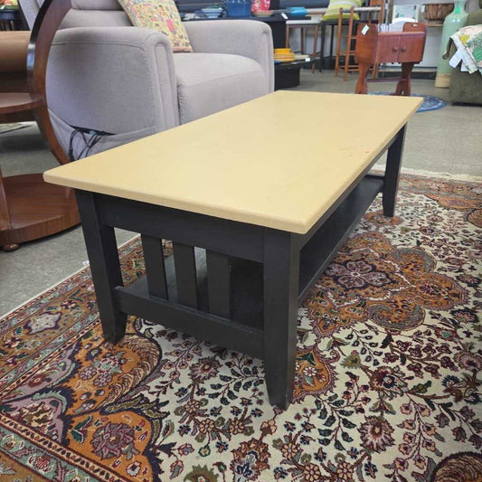 Mission Style Solid Wood Coffee Table with Two-Toned Finish