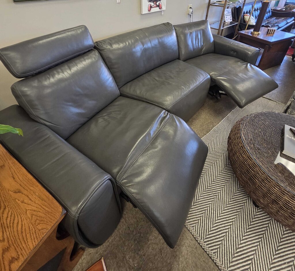 3-Piece Dual Reclining Leather Sofa with Headrest