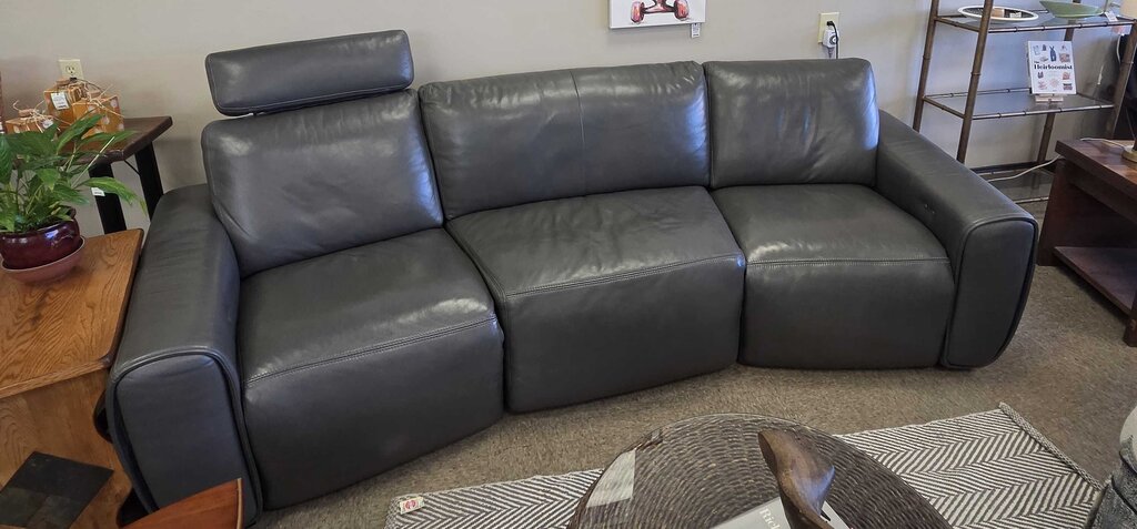 3-Piece Dual Reclining Leather Sofa with Headrest