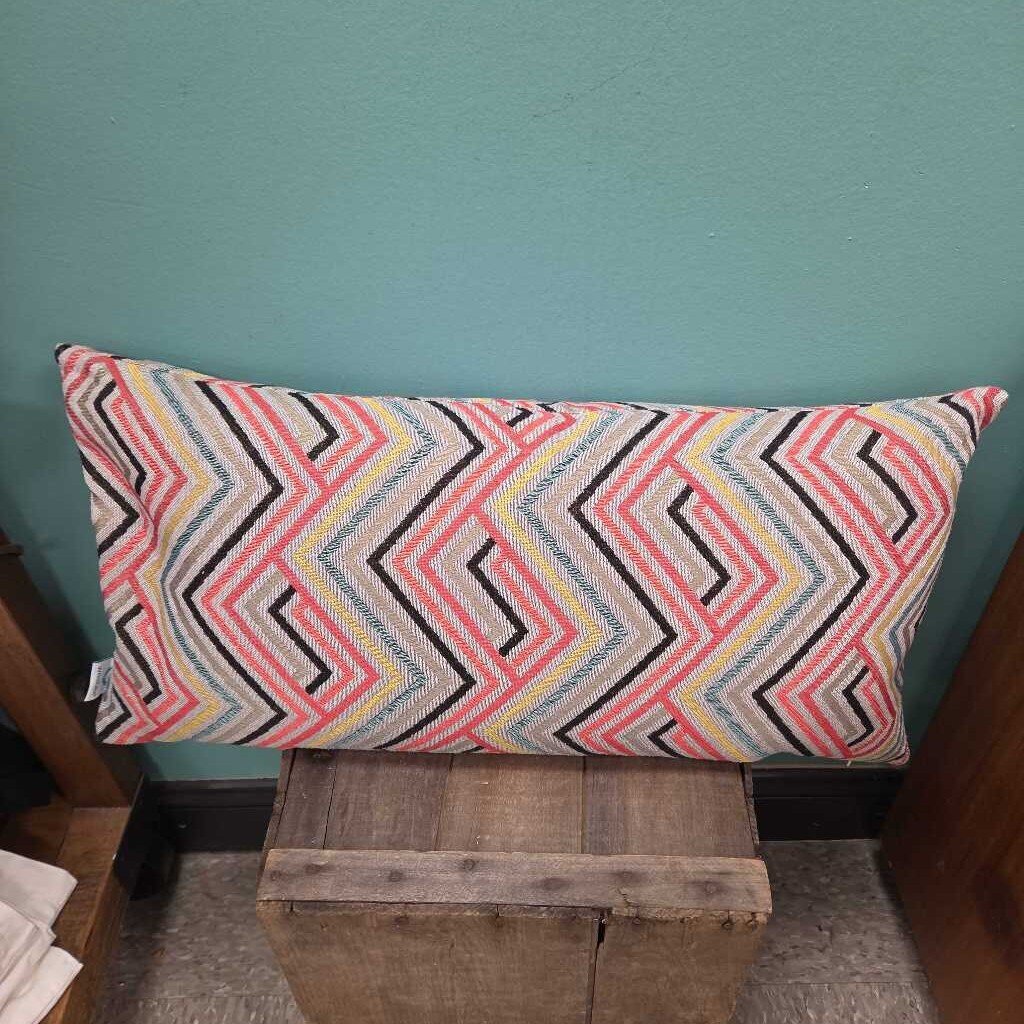 Zigzag Textured Rectangular Accent Pillow with Down Fill