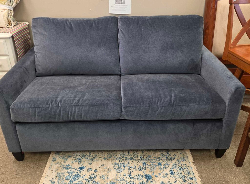 American Leather Full Size 2-Cushioned Sleeper in Blue Chenille