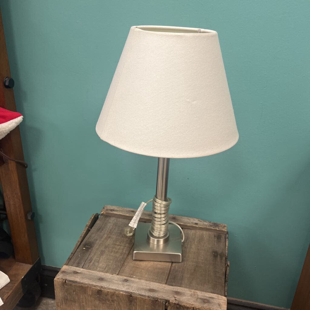 Metal Base Lamp w/ Cream Lampshade