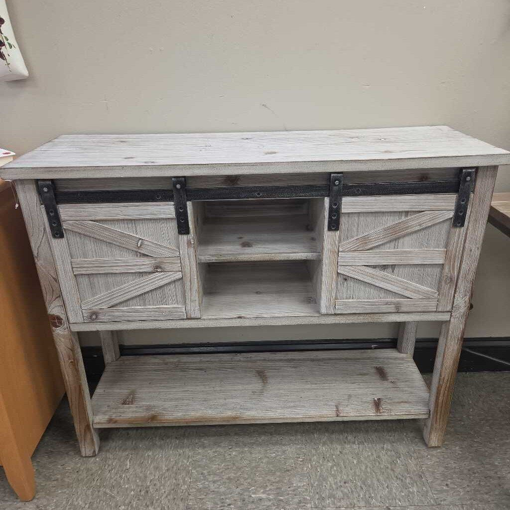 Farmhouse Style Console Table with Sliding Barn Doors