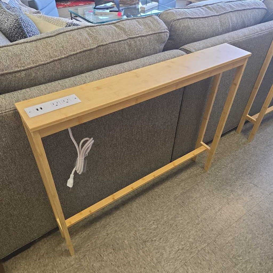 Bamboo Narrow Console/Sofa Table with Power Station (2 Available)